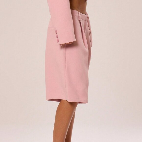 Pink Women's Tailored Low Waist Casual Shorts - Picture 4 of 5